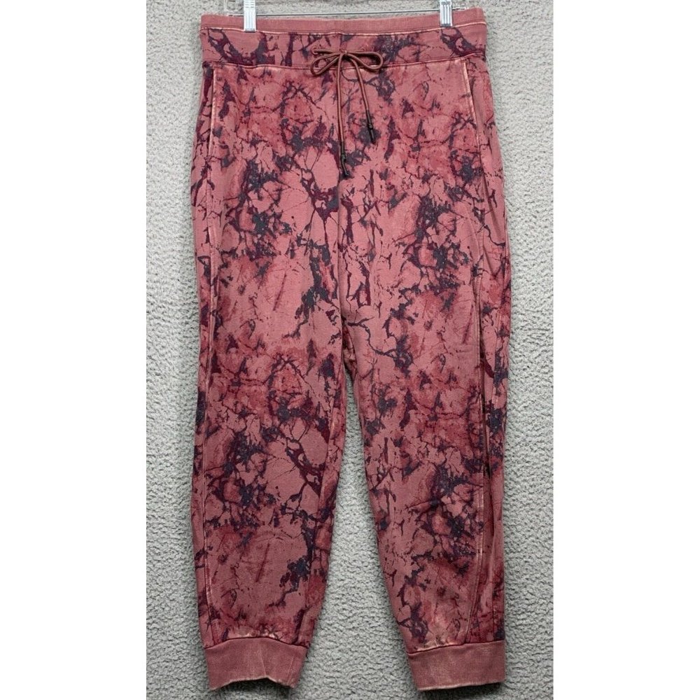 Women’s Joy Lab Sweatpants Large Rose/Berry Marble Print Pockets Adj Waist NWT